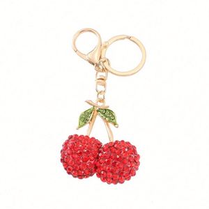 Creative Cute Fruit Shape Metal Keychain Rhinestone Cherry Charm Waterproof Hard-Wearing Birthday Gift Souvenir - Product Image 5