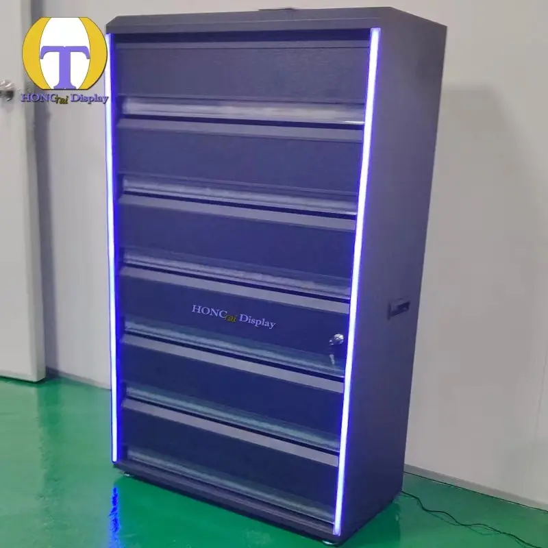 Supermarket Shop Convenience Store Gas Station Used LED Cigarette Display Rack Wood Tobacco Display Case