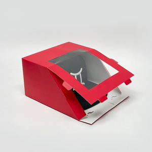 Caja de cartón plegable roja WELLP con ventana transparente para empaque de gorras de béisbol, caja de papel de 400 g/m² - Product Image 1