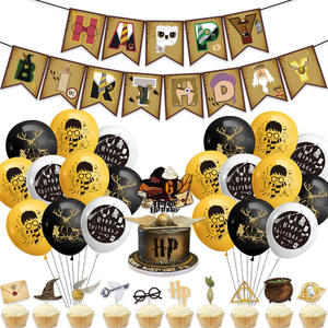 Décoration de fête d'Halloween <span class=keywords><strong>Harry</strong></span> <span class=keywords><strong>Potter</strong></span>, joyeux anniversaire, thème magique, école de sorcellerie, ballons, décoration de gâteau de dessin animé - Product Image 1