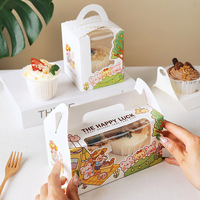 Boîtes d'emballage portables pour cupcakes, design mignon de dessin animé, contenants de boulangerie adaptés pour l'emballage de cadeaux de desserts de festival