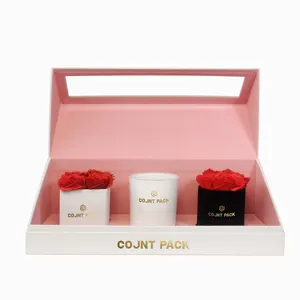 Scatola di fiori in velluto bianco con Display di lusso a forma di organizzatore con scatola di rose di nozze di san valentino personalizzata regalo, scatole di fiori