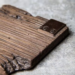 Posavasos Cuadrado de Cerámica Rústica Hecho a Mano, de Madera de Olmo Antiguo, Estilo Japonés, Accesorio para la Ceremonia del Té Kung Fu - Product Image 2