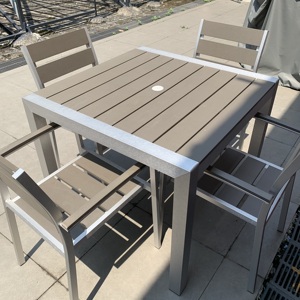 Coets Brand <b>Outdoor</b> Furniture Brushed Aluminum Frame <b>Plastic</b> Wood Restaurant Patio <b>Outdoor</b> <b>Tables</b> and Chairs Set Restaura - Product Image 2
