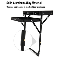 Table de camping pliable en maille de fer avec côtés rabattables 70x40 en alliage d'aluminium, capacité de charge 30 kg, table portable pour pique-nique et barbecue en extérieur