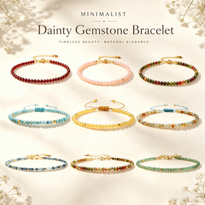 Bracelet ajustable minimaliste et élégant pour femme, avec perles d'opale rose et cristaux, idéal pour superposer et porter en couches, pour la guérison et le bien-être. - Product Image 1