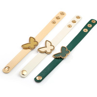 Bracelet pour femme de style frais, idéal pour le bureau ou la carrière, avec un design papillon uni, chaîne en cuir électroplaqué réglable, chic