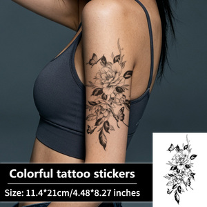 Autocollant de <span class=keywords><strong>tatouage</strong></span> temporaire imperméable, papillon, <span class=keywords><strong>rose</strong></span>, fleurs, <span class=keywords><strong>bras</strong></span>, jambe, <span class=keywords><strong>femme</strong></span>, matériau papier, logo personnalisable, tenue jusqu'à 1 semaine - Product Image 1