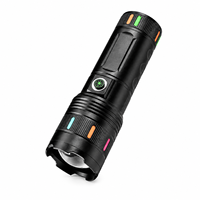 Lampe torche LED laser blanche rechargeable par USB en alliage d'aluminium, étanche, avec tête réglable pour le camping