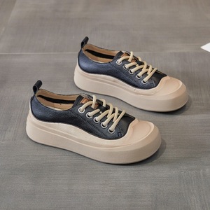 Shell Head White <b>Sneakers</b> for Women - Genuine <b>Leather</b> Retro Flat Shoes for Women - 2026 New Style - Versatile Large Head Design - Product Image 2