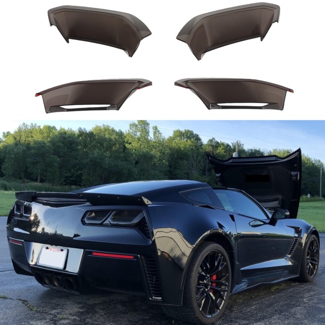 Dark Smoked Tail Light Covers for Chevrolet Corvette C7 2014-2019 Rear Brake Lamp Overlay Kit Styling Exterior Accessories