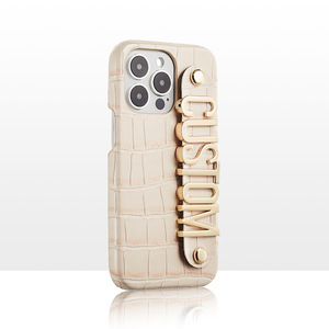 Custodia per telefono in pelle con motivo a coccodrillo personalizzato di lusso con fibbia in <span class=keywords><strong>oro</strong></span> con motivo iniziale custodia per iPhone 7-15 Pro Max - Product Image 5