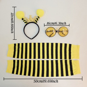 Disfraz de Abeja Pafu de 3 Piezas, Conjunto de Accesorios de Disfraz de Abeja, Diadema de Abeja, Gafas de Panal, Guantes a Rayas, Conjunto de Disfraz de Abeja - Product Image 4