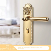Poignée de porte en bois de style européen en alliage de zinc doré français argent brillant pour chambre à coucher avec serrure magnétique silencieuse