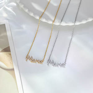 Delicado Collar con Dije de Diamantes en Acero Inoxidable 316L Chapado en Oro PVD de 14k/18k, Joyería Fina para el Día de la Madre, Collar para Mamá - Product Image 3