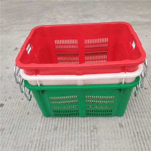 Caisses à légumes en plastique 660x450x360mm empilables avec poignées en fer pour le transport en chaîne du froid, matériau HDPE - Product Image 1