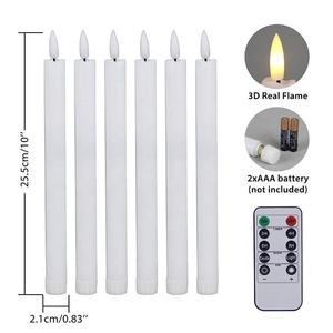 Flameless Flickering <strong>White</strong>/Ivory 3D Wick Dripping LED <strong>Taper</strong> <strong>Candles</strong> with Remote Timer Battery Operated for Home Decor - Product Image 2