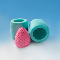 Moule de cuisson en silicone 3D fraise bleu/blanc laiteux, flexible, durable, écologique, réutilisable, facile à démouler, pour gâteaux DIY