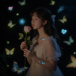 สติกเกอร์สักลายเรืองแสงสีน้ำเงินแบบใหม่สำหรับงานปาร์ตี้วงดนตรีและเทศกาลดนตรี นำเข้าจากยุโรปและอเมริกา สำหรับการค้าอีคอมเมิร์ซข้ามพรมแดน - Product Image 1