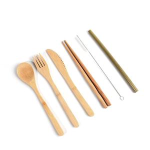 Vente chaude Bambou Vaisselle Ensemble Maison Voyage Couteau Fourchette, Cuillère Ensemble Extérieur Pratique Sac Bambou Vaisselle - Product Image 6