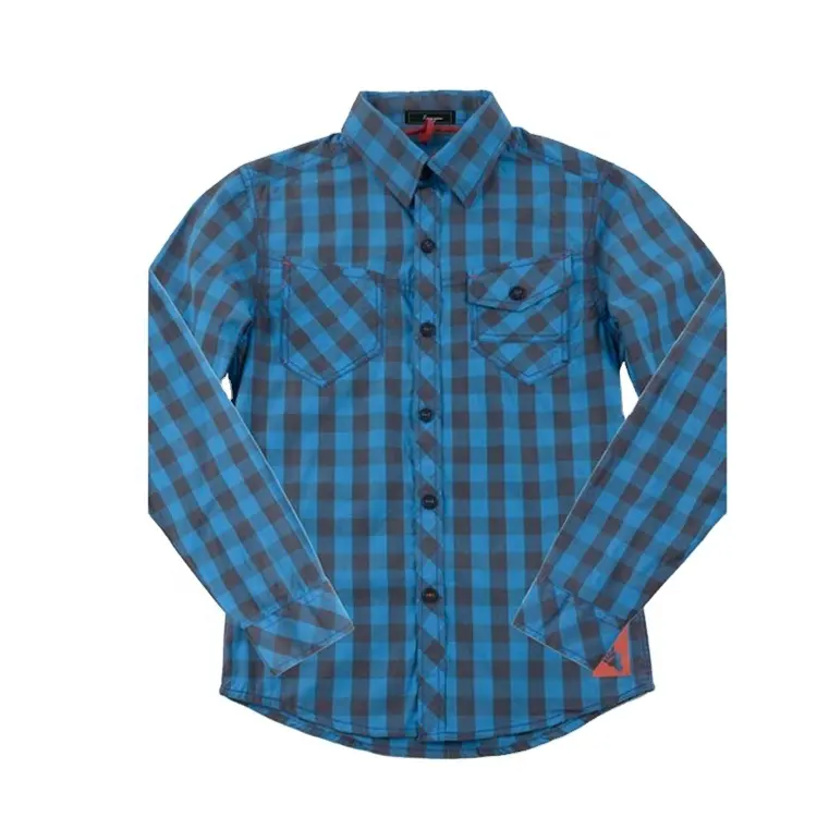 High quality Cheap soft woven child clothes double color plaid shirt boy