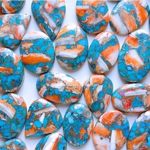 พลอยอัญมณีทรงหลังเบี้ยทรงหลวมทำหอยนางรมสีฟ้าครามสีส้มสำหรับทำเครื่องประดับหินขัดธรรมชาติสำหรับจี้แหวน - Product Image 1