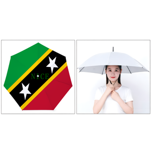 Sombrero Paraguas Personalizado con la Bandera de Santa Kitts y Nevis, Paraguas de Cabeza con Revestimiento Plateado de Oxford para Reuniones al Aire Libre y Excursiones - Product Image 1