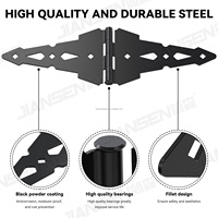Charnières robustes OEM 8 pouces en vinyle, métal noir, pour portail en bois, loquet de portail autobloquant, ensemble de charnières de portail