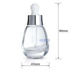 Premium 30ml paroi épaisse sérum goutte d'eau en forme de bouteille de parfum en aluminium argent anneau Unique en forme de flacon compte-gouttes d'huile avec boîte - Product Image 5