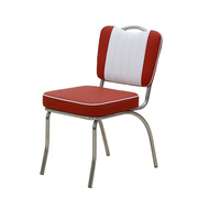 Ensemble de tables et de chaises en cuir rouge à cadre métallique de style classique américain des années 50 pour les restaurants, les cafés et les bars