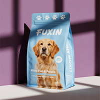 Sachet Doypack personnalisé à fond plat pour aliments pour animaux, robuste, avec logo imprimé, refermable et anti-humidité