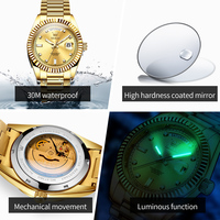 Montres pour hommes OLEVS 6736, montres mécaniques automatiques de luxe originales, calendrier hebdomadaire, étanches, lumineuses, pour homme