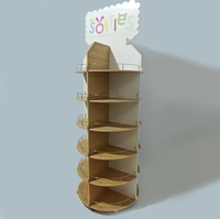 Présentoir de boissons rotatif à 360 ° personnalisé, support en bois à plusieurs niveaux avec roulettes pour supermarché de détail
