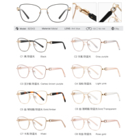 Lunettes anti-lumière bleue pour femmes MS 82343 en métal, monture carrée avec décorations en strass, branches élégantes, lunettes de mode polyvalentes