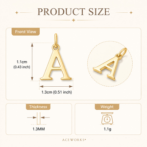 Abalorios con Letras del Alfabeto |   Colgante de Acero Inoxidable Chapado en Oro PVD de 18K con Inicial para Creación de Joyería DIY |   Duradero e Hipoalergénico - Product Image 6