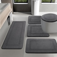 Ensemble de tapis de salle de bain 5 pièces en mousse à mémoire de forme, tapis de salle de bain 25D, doux, confortable, épais, absorbant, lavable en machine, bleu aqua