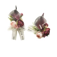 Corsages et bracelets de mariage artificiels en lys calla pour invités, mariée, marié, demoiselles d'honneur et garçons d'honneur