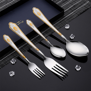 ชุดช้อนส้อมสแตนเลสชุบทองคำ ราคาขายส่ง ลดราคา ชุดอุปกรณ์บนโต๊ะอาหาร ช้อน ตะเกียบ ช้อนชา ตะเกียบผลไม้ - Product Image 2