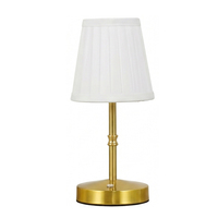 Lámpara de Mesa de Lujo Dorada con Pantalla Blanca Plegada, Lámpara de Noche LED Recargable y Regulable para Dormitorio, Sala de Estar, Decoración