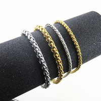 Vente en gros Argent Or Métal Couleur Placage Hip Hop Acier Inoxydable 6mm 7mm 8mm Largeur Fleur Panier Chaîne Bracelet