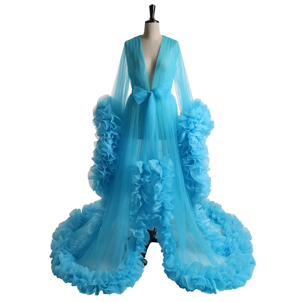 Party Sleepwear Maternity Robes Long Tulle Bathrobe Dresses Photo Shoot Birthday Party Bridal Fluffy Customize Gown