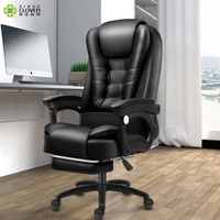 Chaise de bureau ergonomique de Massage de chaise tournante en cuir noir confortable avec le repose-pieds