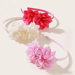 Accessoires pour cheveux pour enfants Tissu de couleur unie bandeau fait à la main fille simple fleur ensemble à faire 01