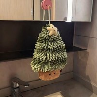 FF6241 Serviette à main en chenille en forme de sapin de Noël, décoration de Noël mignonne, absorbante, séchage rapide, pour cuisine et salle de bain
