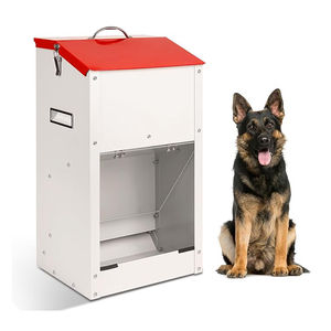 เครื่องป้อนสุนัขแบบถ่วงน้ำหนักอัตโนมัติทำจากเหล็ก25lbs พร้อมฝาปิดดีไซน์แบบแขวนสำหรับใช้งานกลางแจ้งความจุเยอะ - Product Image 1