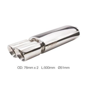 Silenciador Redondo Doble de Acero Inoxidable de 51 mm de Diámetro Interior para Tubos de Escape - Product Image 1