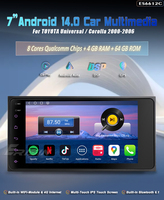 Pemutar DVD Mobil 7 Inch Android 14.0 DSP IPS Wireless CarPlay 4G LTE Slot untuk Toyota Corolla RAV4 Terios Radio Mobil ES6612C