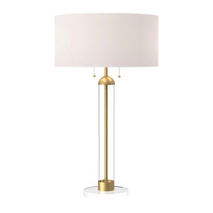 Teal Stacked Ribbed Gourd Ceramic Modern <b>Table</b> <b>Lamp</b> with Crystal <b>Base</b> | Bold Coastal Artisan Lighting for Hotel Guest Room & Liv - Product Image 6