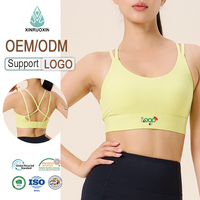 Soutien-gorge de sport personnalisé pour femme à double bretelle fine, dos croisé avec crochets ajustables, idéal pour le yoga et l'entraînement (Crop Top)