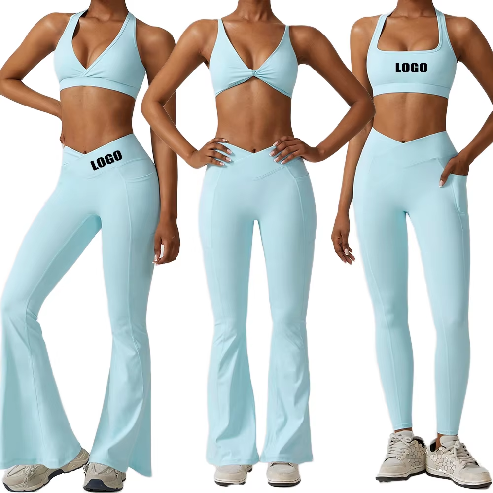 7-Piece Women's Quick-Drying Fitness Wear Set Naked Exercise Plaid Pattern Yoga & Running Gear with Elastic Waist Closure